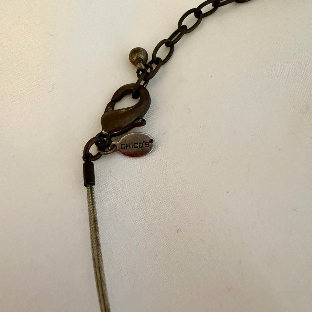 Chico’s Three Layer Red And Silver Statement Neck… - image 3